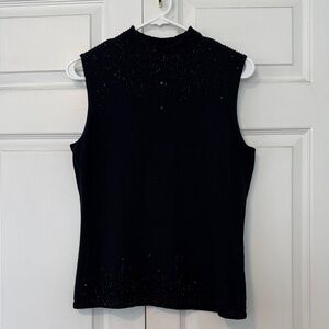 Casual Corner Black Sleeveless Tank Top Beaded Sweater S